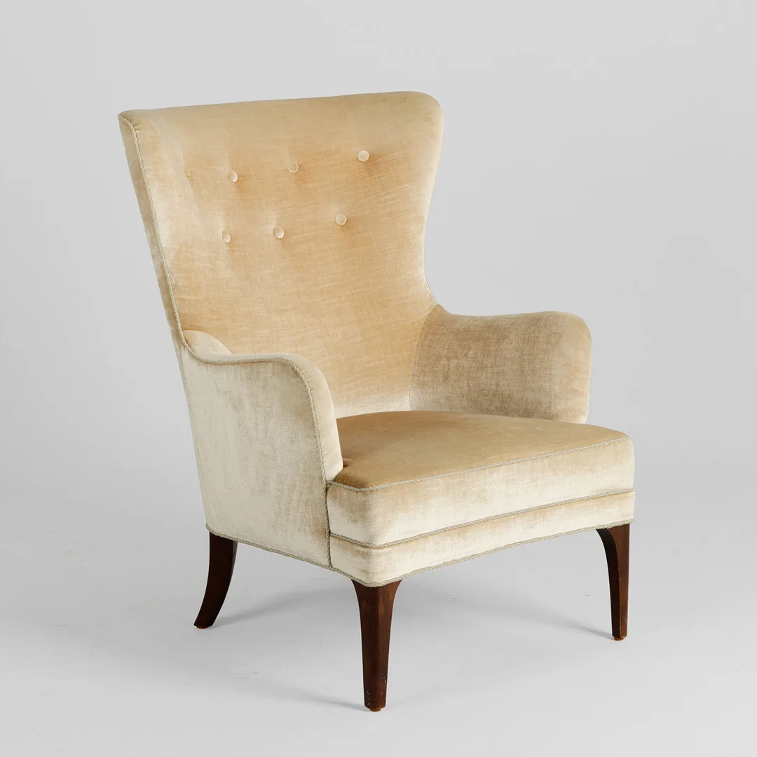 Dansk snedkermester, overpolstret lænestol, 1950-60'erne. — Armchairs & Chairs — Palsgaard Kunstauktioner