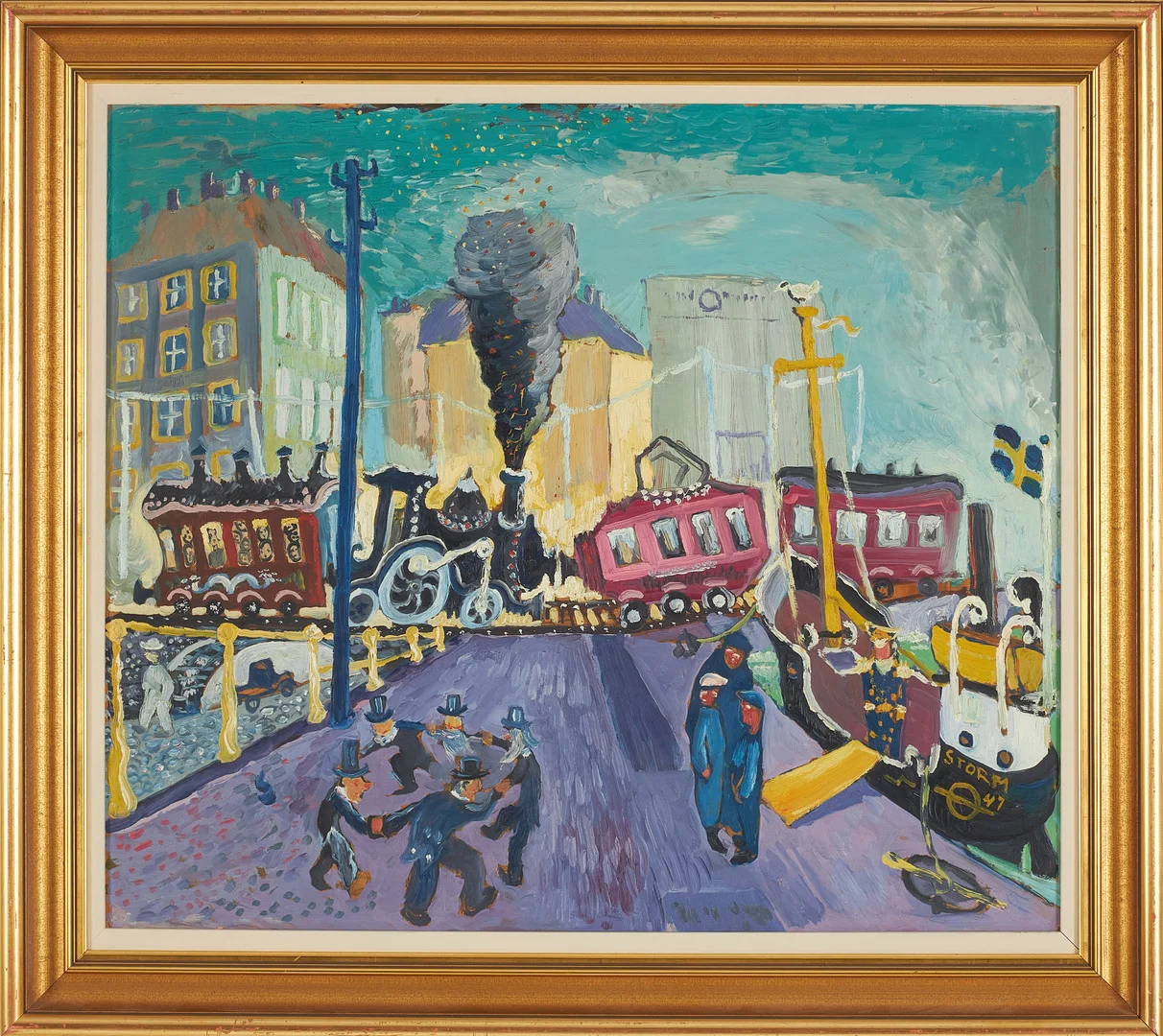 SVEN STORM. Tegelbacken, olja på pannå, signerad och daterad 47. — Paintings — Stockholms Auktionsverk Sickla