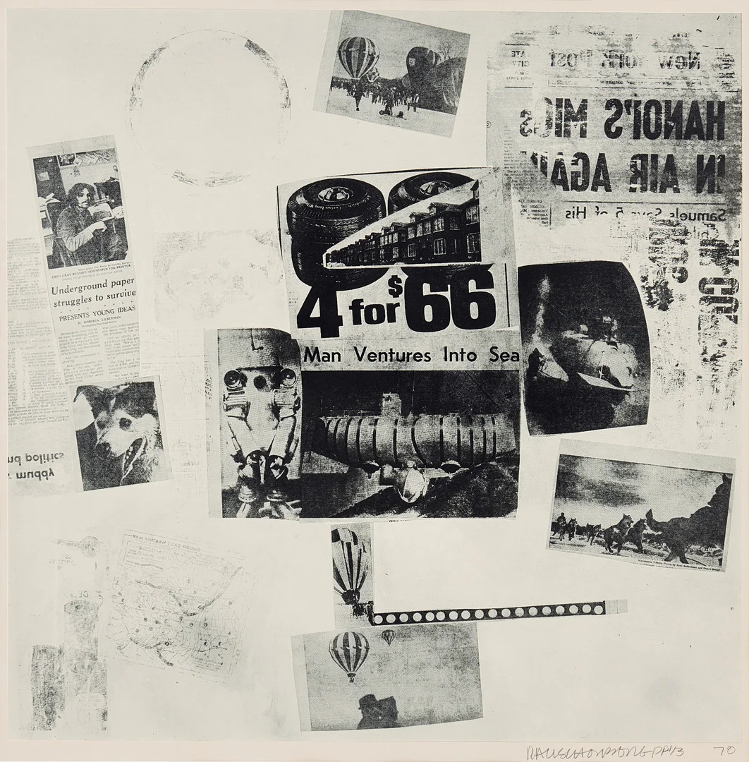 ROBERT RAUSCHENBERG. "Features from Currents". — Engravings & Prints — Stockholms Auktionsverk Fine Art
