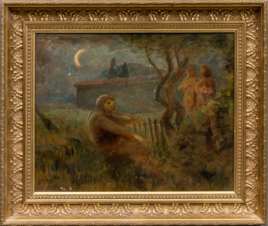 Victor Borregaard, religiøst motiv, olie på plade — Paintings and sculptures/Older pictorial arts — Lauritz