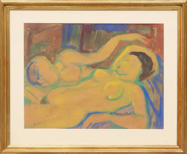OLLE SVANLUND. "Efter", gouache, signerad.