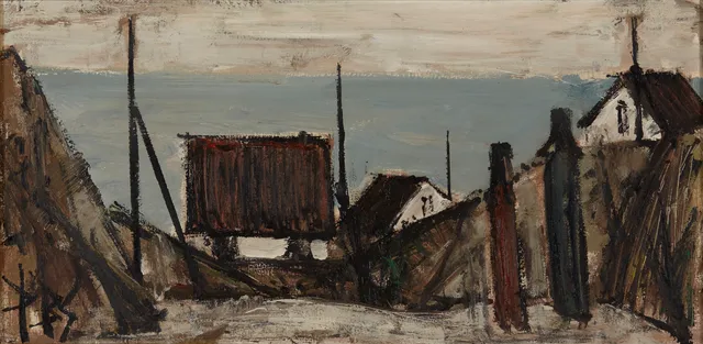 Sørensen, Peder Brøndum — "Figurer og huse ved havet" 1973