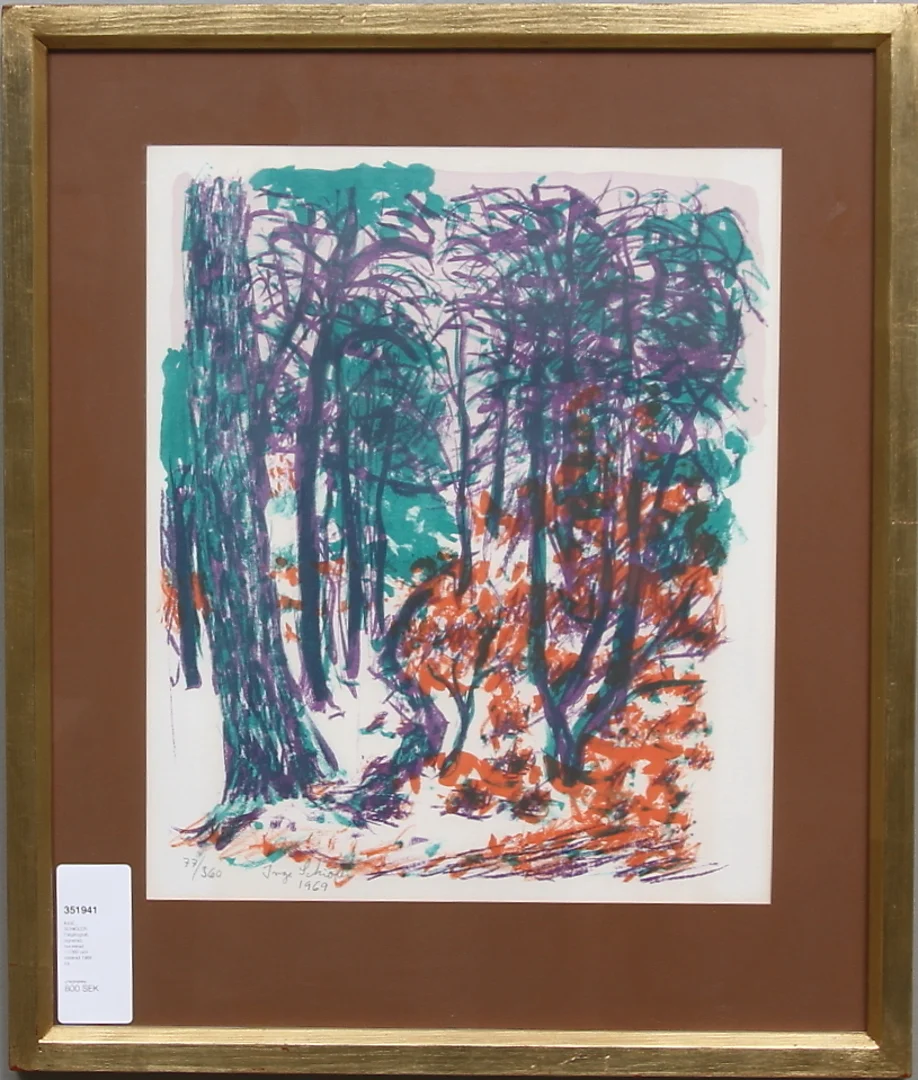 INGE SCHIÖLER. Färglitografi, signerad, numrerad 77/360 och daterad 1969. — Engravings & Prints — Gomér & Andersson Linköping