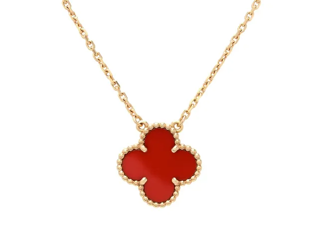 VAN CLEEF & ARPELS, collier, Alhambra, 18K guld, karneol, serienr. JA573138, längd 37-42 cm, vikt 5,3 g, certifikat, originaletui.