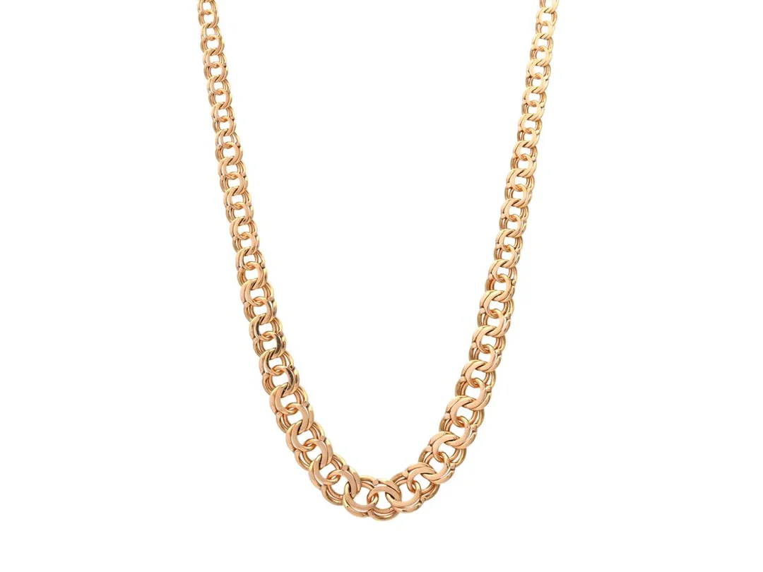COLLIER, 18K guld, doserad bismarcklänk, längd 43 cm, vikt 14,6 g. — Smycken/Collier — Kaplans