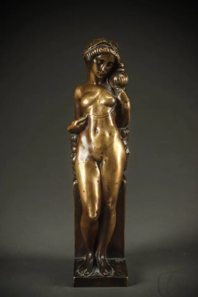 Jens Jacob Bregnø. Bronze figure, Klotho, the goddess of fate