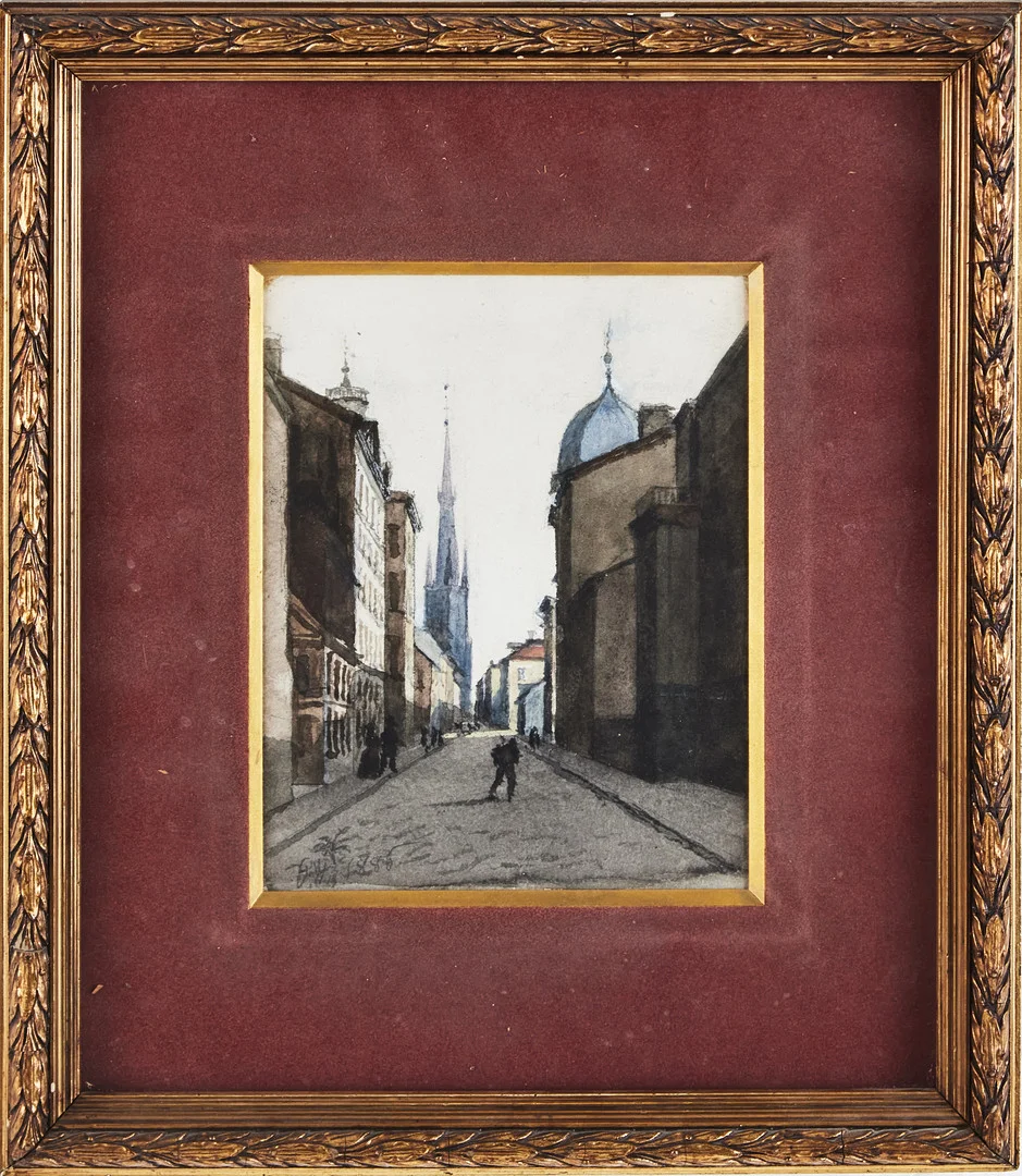 GUSTAF WILHELM PALM. Gatuscen, akvarell med täckvitt, på papper, signerad GW. 1886. — Paintings — Stockholms Auktionsverk Magasin 5