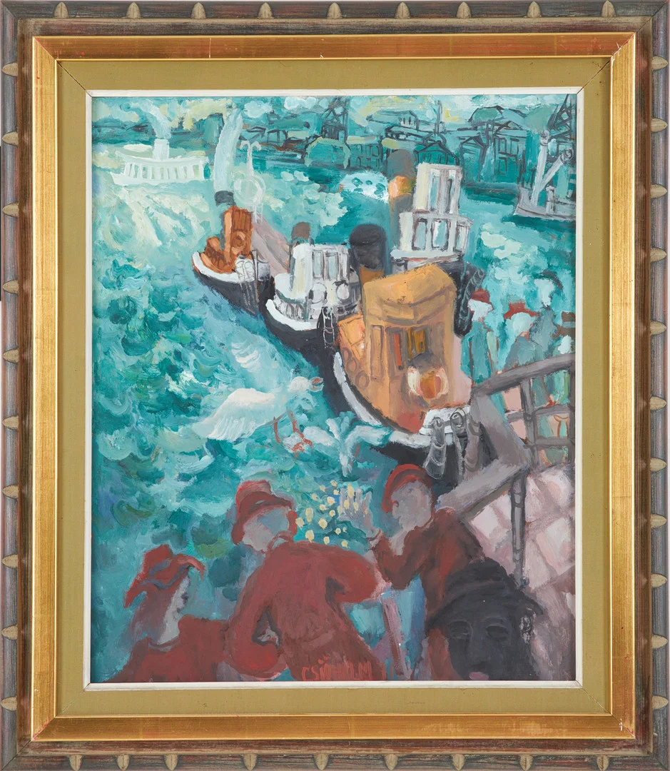 CHARLES SJÖHOLM. Stockholmsmotiv, olja på pannå, signerad och daterad 71. — Paintings — Stockholms Auktionsverk Sickla