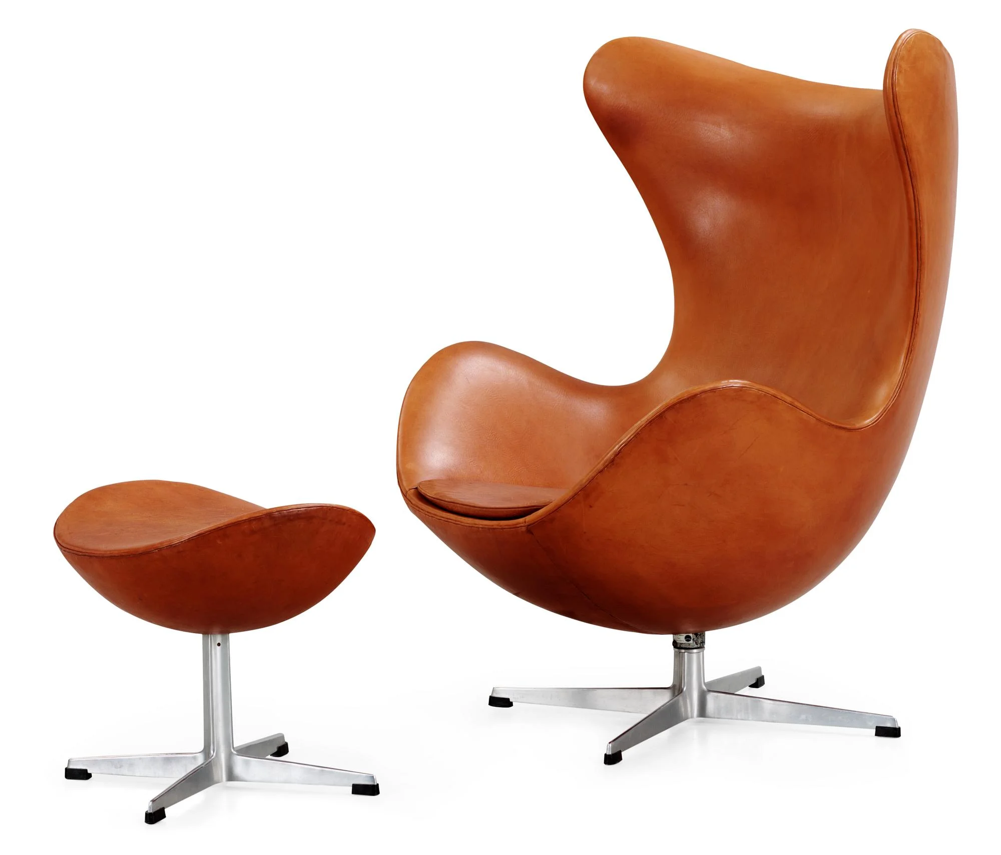 ARNE JACOBSEN, fåtölj med fotpall, "Ägget", Fritz Hansen, Danmark 1963. — Bukowskis