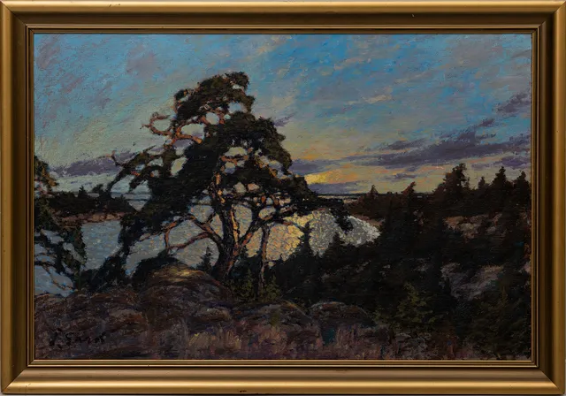 FRANS GARD (1892-1978). skärgårdsmotiv, olja på pannå, signerad.