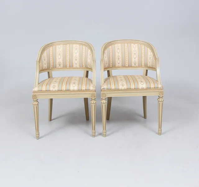 BALJFÅTÖLJER, 1 par, sengustaviansk stil, 1900-tal.