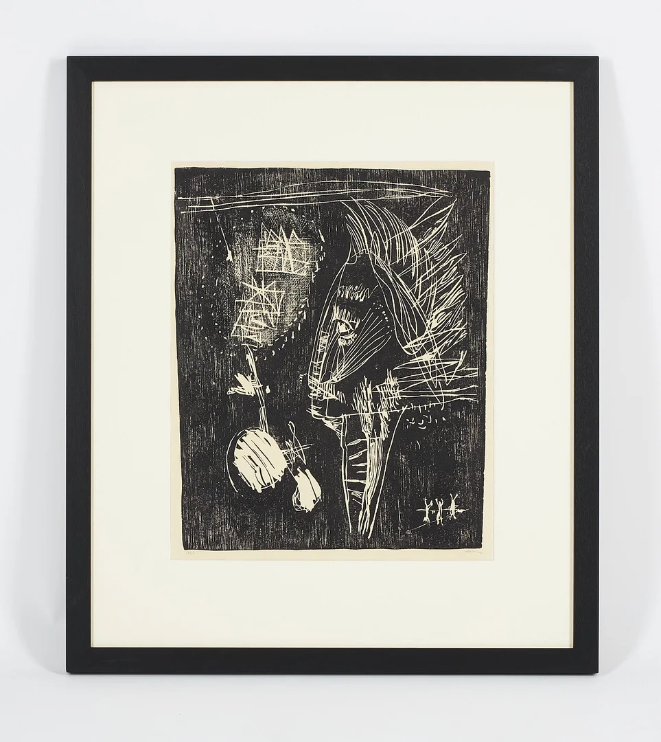 HERMANN TALVIK (1906-1984). "Nägijä", signerad samt daterad 1953, träsnitt. — Engravings & Prints — Stockholms Auktionsverk Helsinki