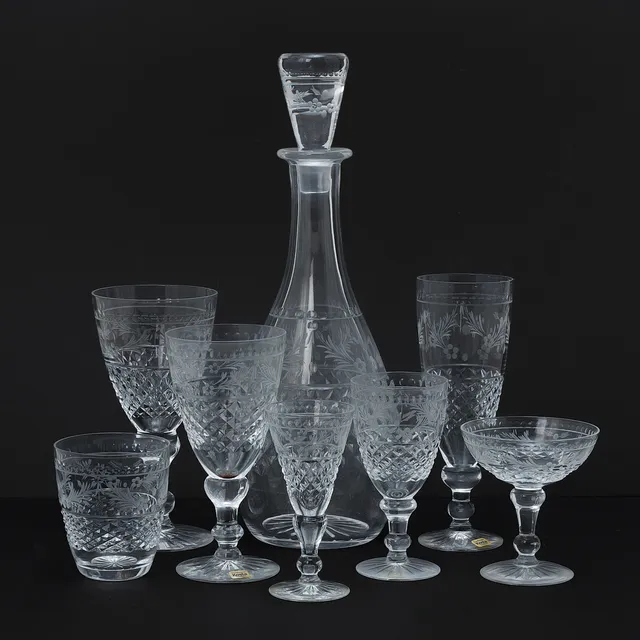 FRITZ KALLENBERG. Glasservis, 80 delar, "Elvira Madigan", Kosta/Kosta Boda.