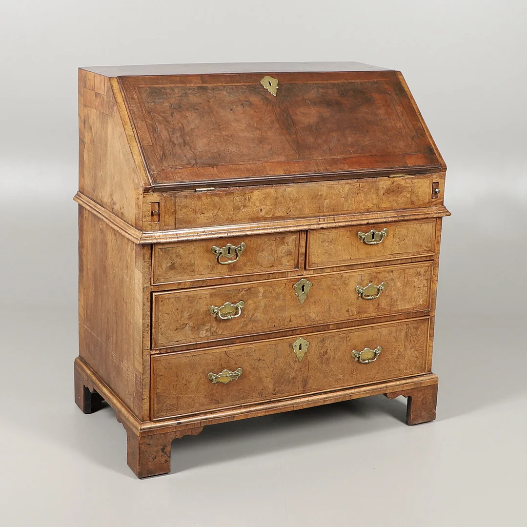 AN 18TH CENTURY WALNUT BUREAU. — Cupboards, Cabinets & Shelves — Lawrences Auctioneers