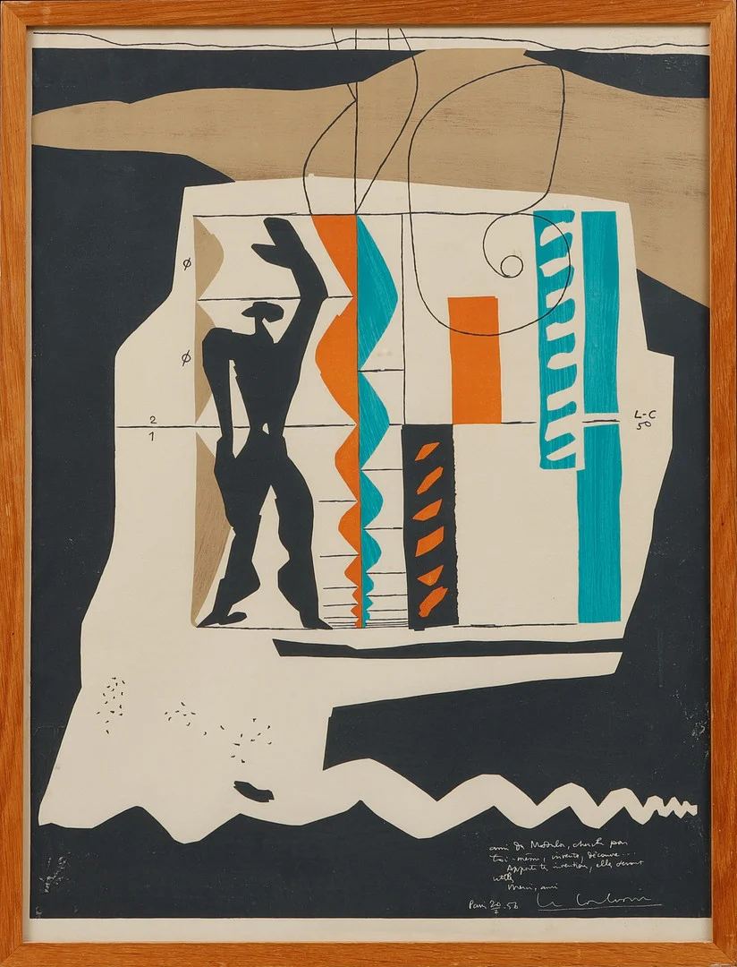 LE CORBUSIER. Efter. "Le Modulor", färglitografi, Atelier Mourlot, Paris. — Engravings & Prints — Göteborgs Auktionsverk