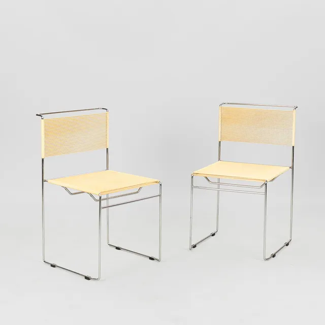 GIANDOMENICO BELOTTI. Vintage "Spaghetti Chairs". Flyline stole. (2).