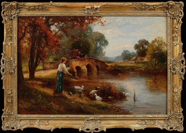 ERNEST WALBOURN. "Old Bridge", olja på duk, signerad.