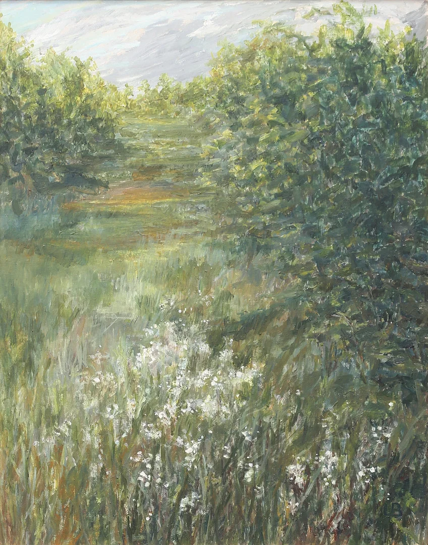 ULLA BERTHELS. "Stjärnflockan blommar i Ålem", olja på duk, signerad UB. — Paintings — Auktionshuset Thelin & Johansson