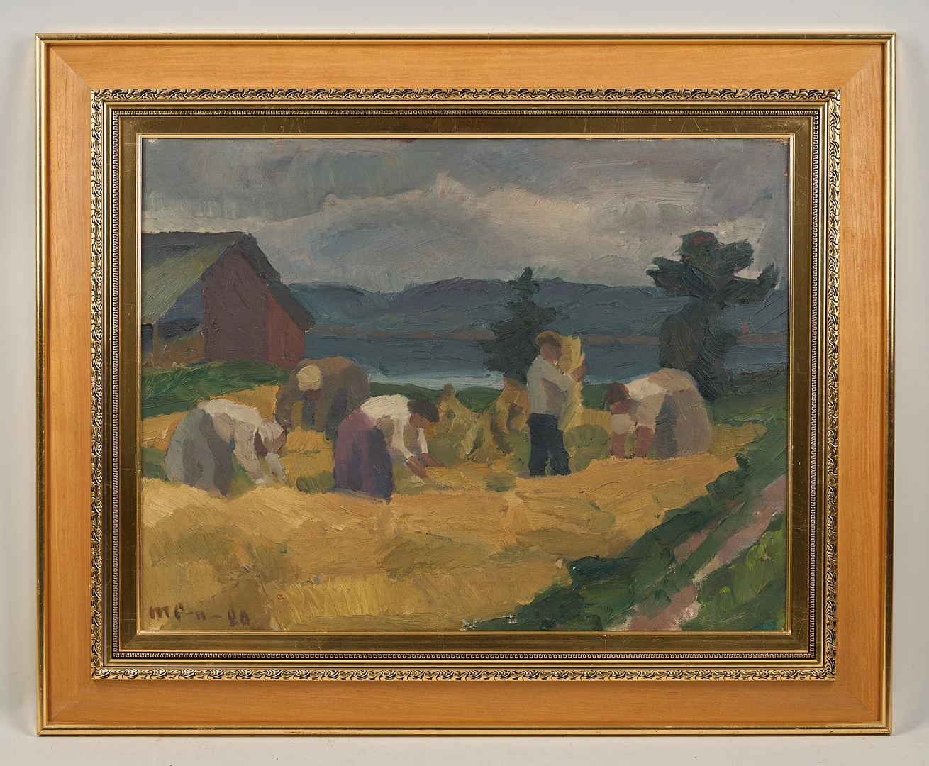 MARCUS COLLIN. Skördearbete, signerad samt daterad -20, olja på duk. — Paintings — Stockholms Auktionsverk Helsinki