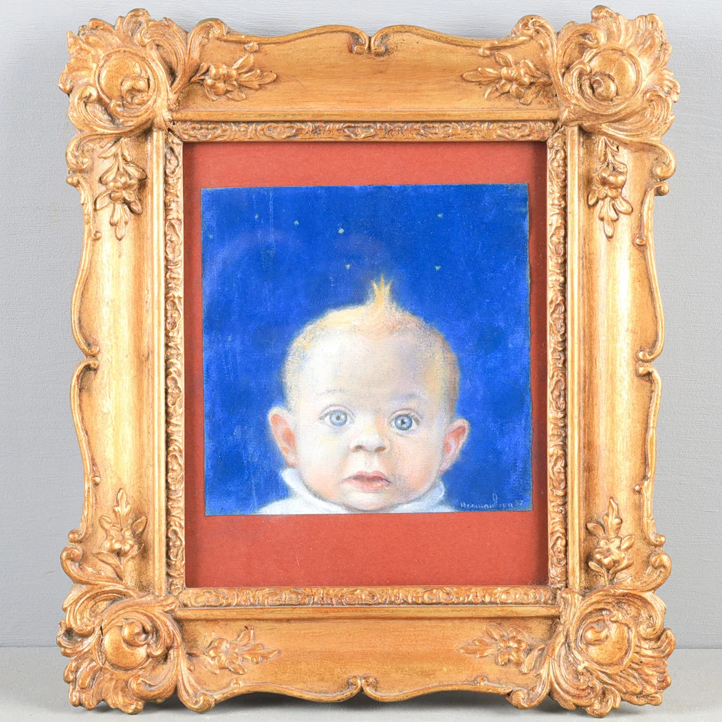 ERIC HERMANSSON. "Prins Carl Gustaf på Haga", pastell. — Drawings — Stockholms Auktionsverk Helsingborg