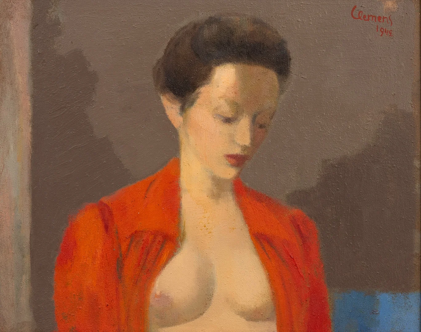 CURT CLEMENS (1911-1947). "Röd Rock", olja på pannå, signerad och daterad ,Clemens, 1942. — Paintings — Auktionshuset Kolonn