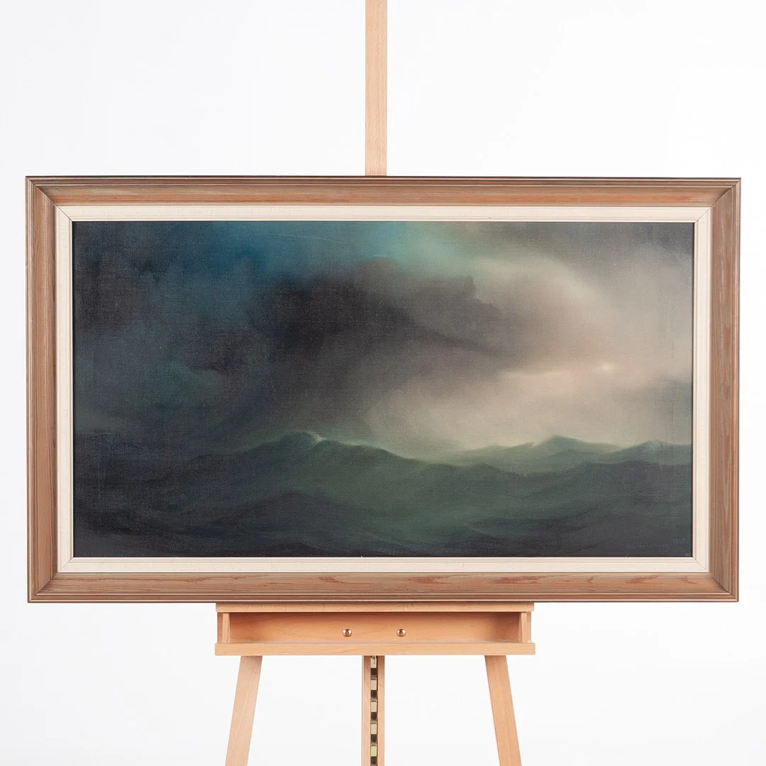 KARL GUSTAV HOLMBERG. "Storm på Nordsjön" olja på duk. — Paintings — Laholms Auktionskammare