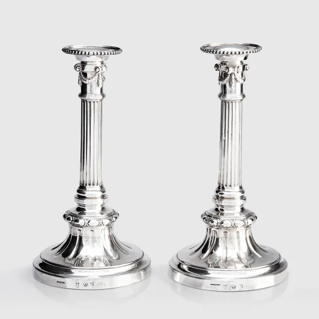 Pehr Zethelius, ljusstakar, ett par, silver, Stockholm 1779. Gustavianska.