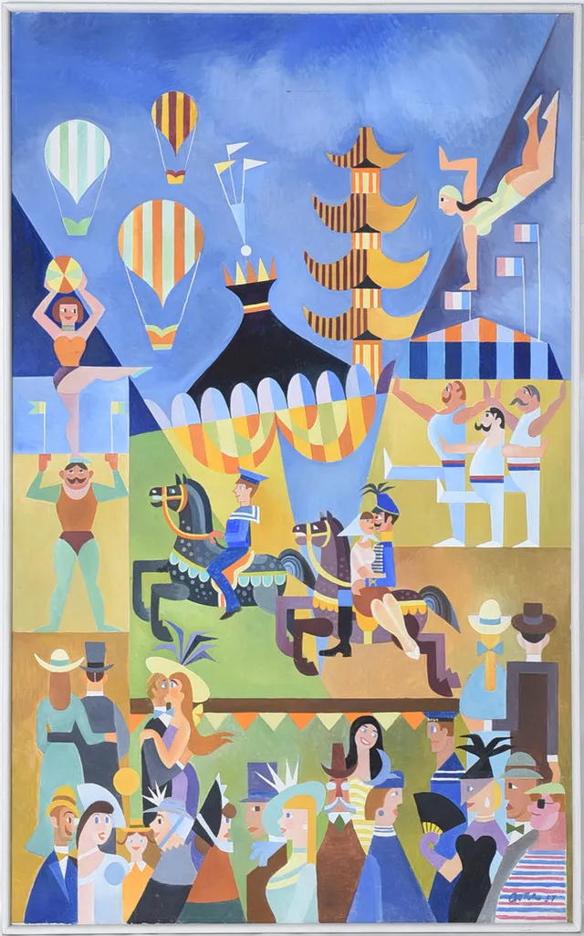GEORG CRONA (1901-1990), Cirkus, olja på duk.
