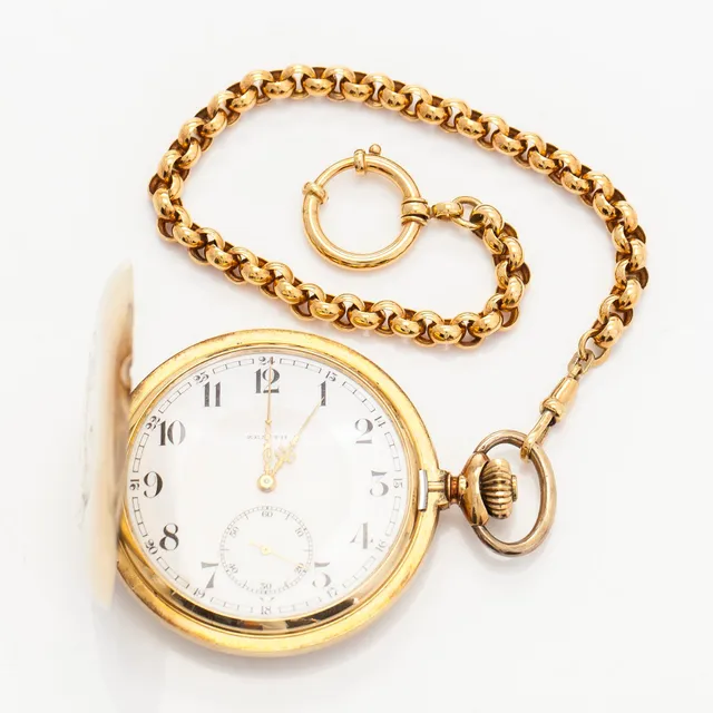 Zenith, fickur, 55 mm, 14K guld, ankargång, klockked14K guld.