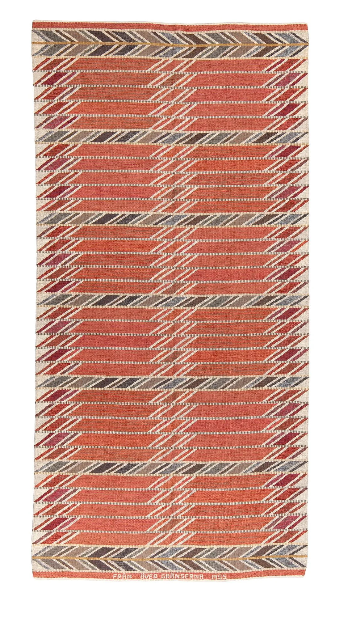Ingrid Dessau, sannolikt, matta, rölakan, osignerad, ca 348 x 173 cm. Sverige 1955. — Bukowskis