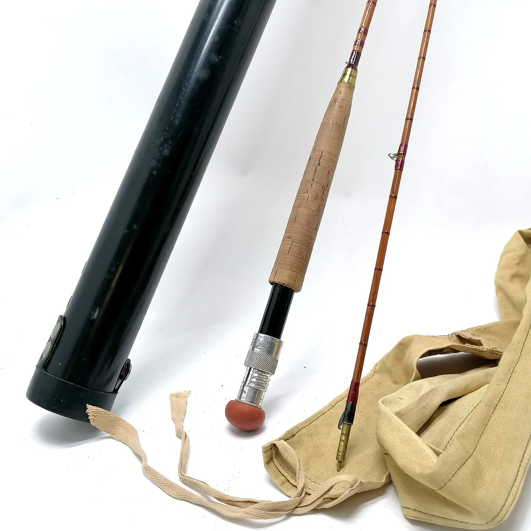 HARDY SPLIT CANE FLY FISHING ROD PAT NO 21875/22 (7.6") IN CLOTH CASE & CARRY TUBE. — Fishing equipment — Acreman St Auctioneers & Valuers