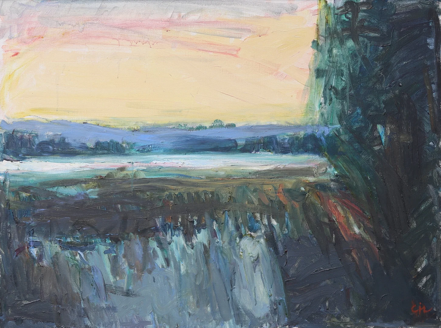 CALLE JOHANSSON. "Sommarnatt", olja på duk, signerad. — Paintings — Växjö Auktionskammare