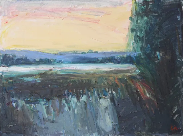 CALLE JOHANSSON. "Sommarnatt", olja på duk, signerad.