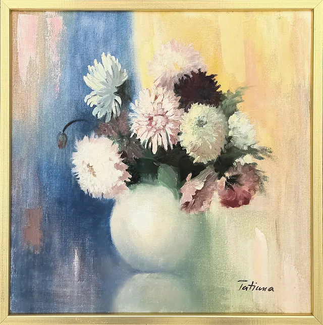 TATIANA KRAUS. Blomsterstilleben, olja på duk, signerad.