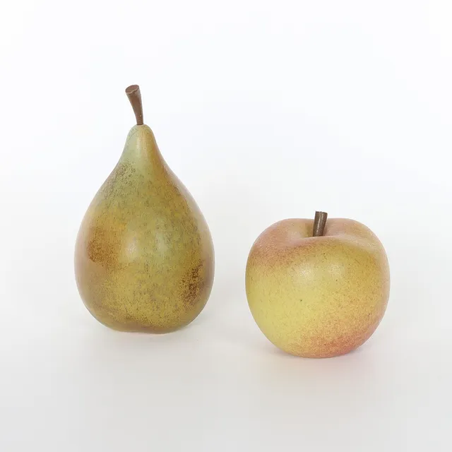 KAJ FOGELBERG. f 1944. Skulpturer, Päron & äpple, höjd 23 cm respektive 11 cm, keramik, signerade.