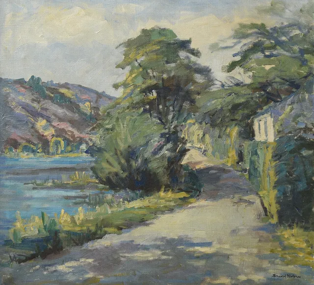 UBEKENDT KUNSTNER. Expressionist landscape painting, oil on canvas, Scandinavia, 20th century. Signed.