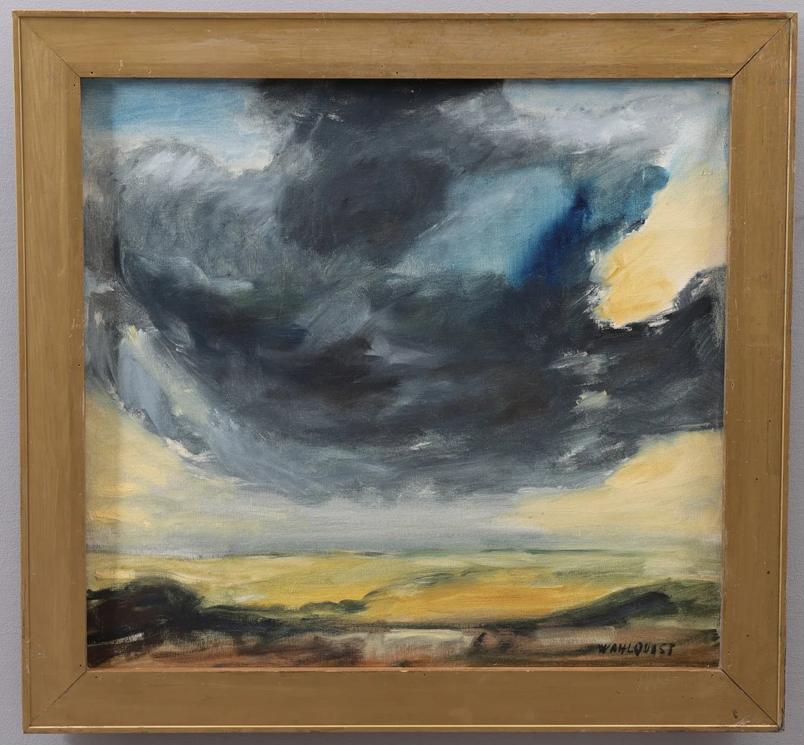 GUNNEY WAHLQUIST. Stormlandskap, olja på duk, signerad och daterad a tergo 77. — Paintings — Växjö Auktionskammare