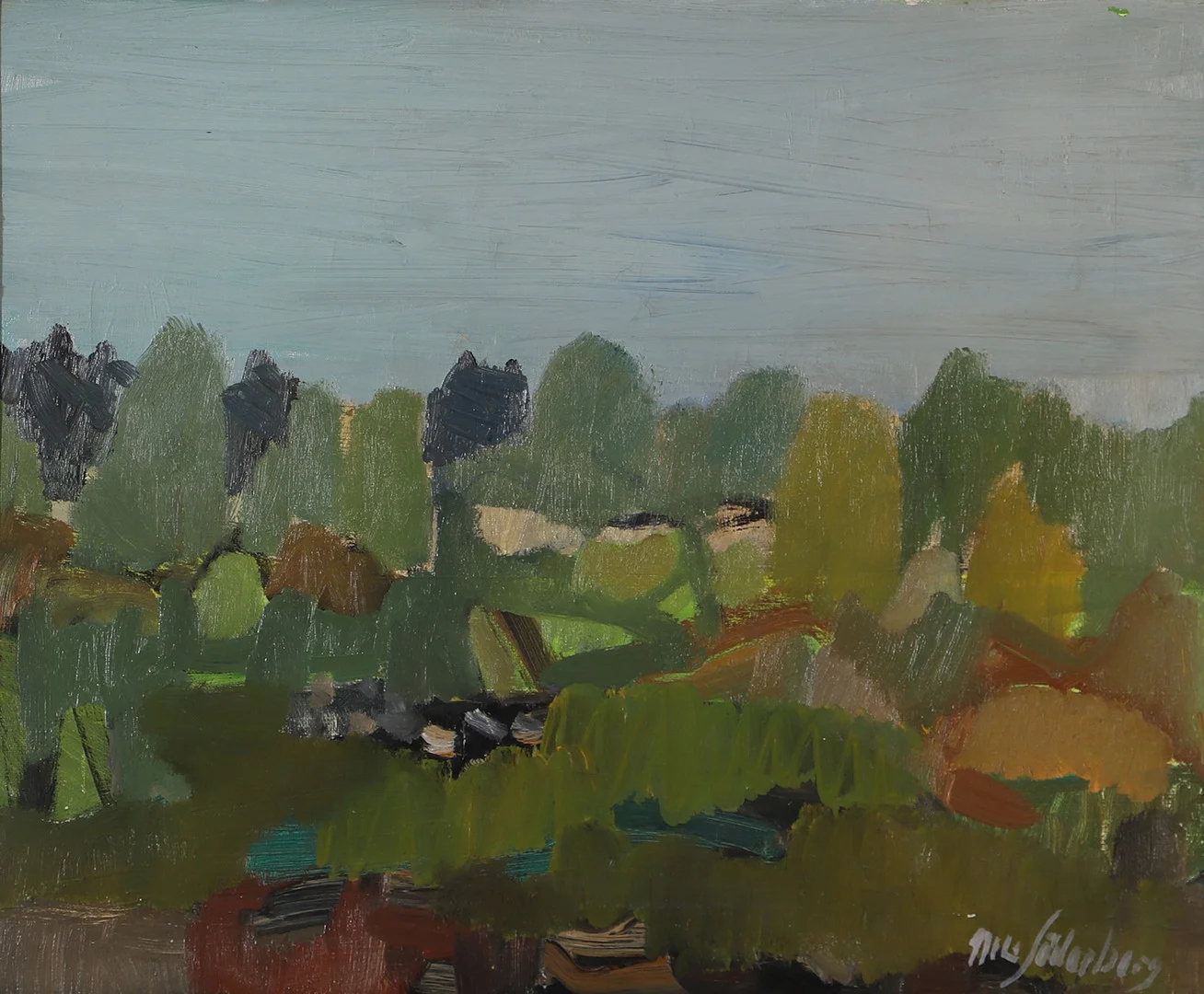 NILS SÖDERBERG. "Vårafton", olja på duk, signerad. — Paintings — Helsingborgs Auktionskammare