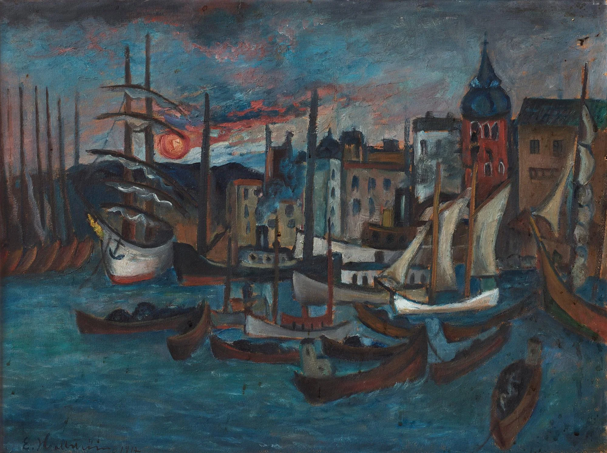 Eric Hallström, "Soluppgång vid Slussen". — Bukowskis