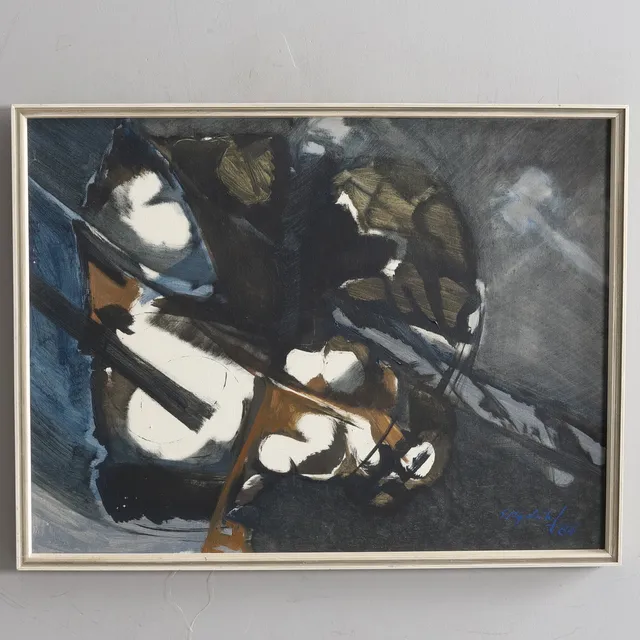 GÖSTA NYDAHL. OLJA PÅ DUK, " Nattens utan ord", signerad, daterad -64.