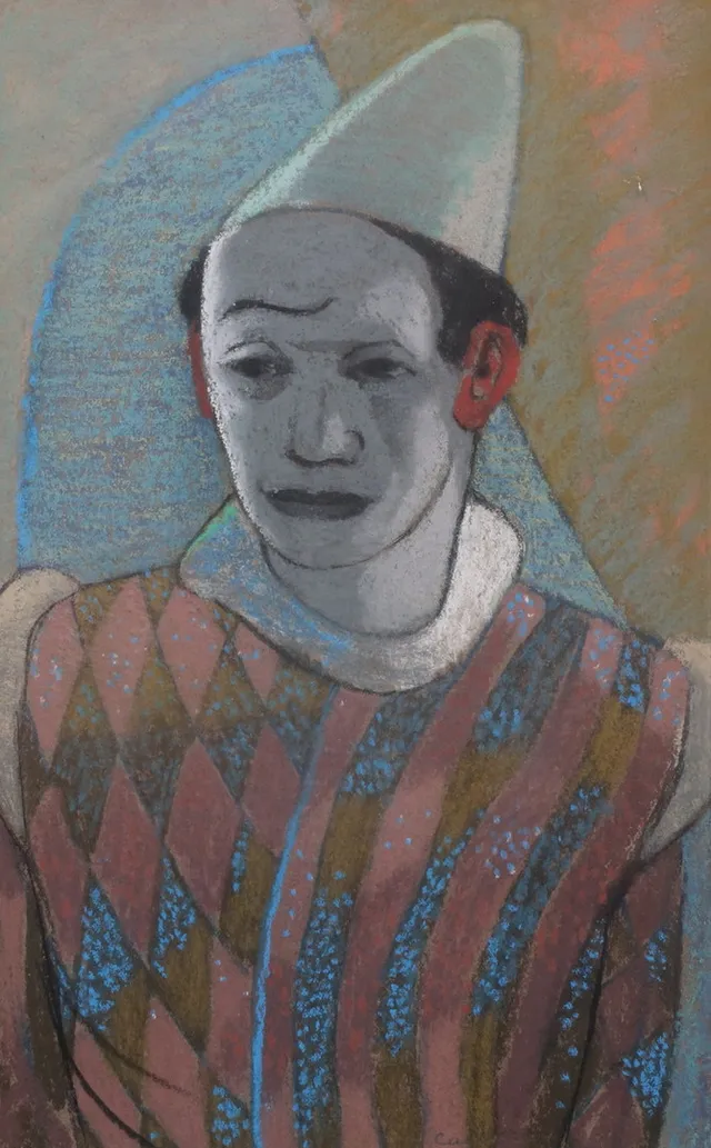 BENGT CARLBERG. Clown. Pastell, signerad.
