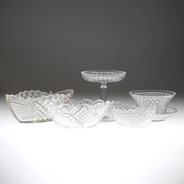 SKÅLAR, 5 st, glas, 1900-tal.