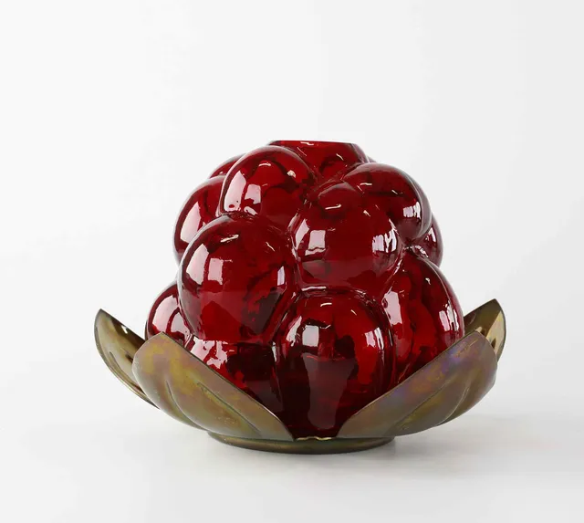 GUNNAR MUSKOS. Lykta, Hallon, glas och mässing, Trollheden Design.