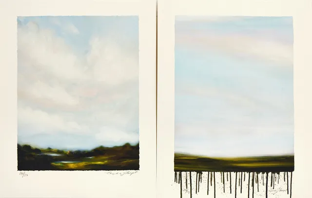 CECILIA HAUPT (FÖDD 1972). 2 st blad, "Längtans landskap I", "Längtans landskap II" signerade och numrerade 148/150, 146/150, pigment print.