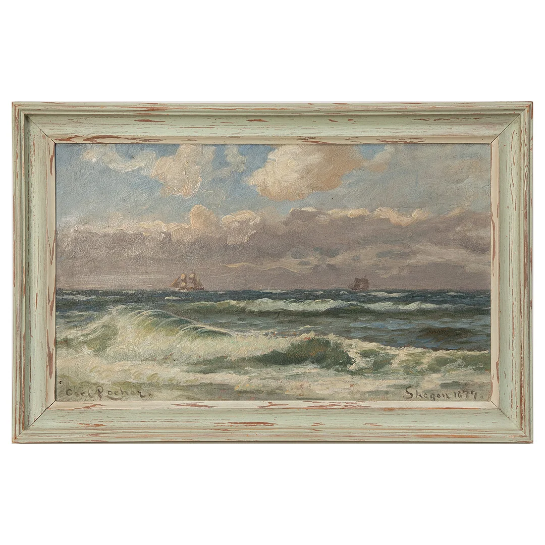 CARL LOCHER. Olja på pannå, "Skagen", signerad och daterad 1877. — Paintings — Stockholms Auktionsverk Göteborg