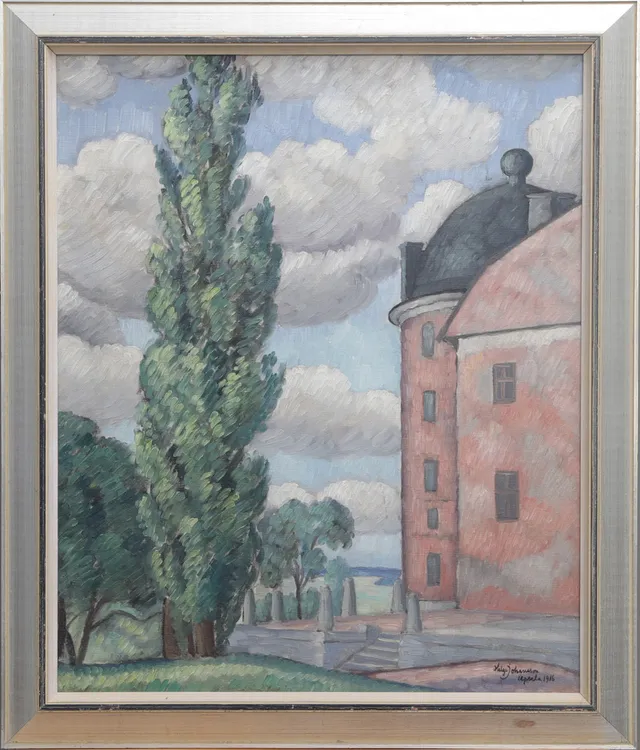 HELGE JOHANSSON. OLJA, på duk, Vid Uppsala Slott, signerad, 1916.