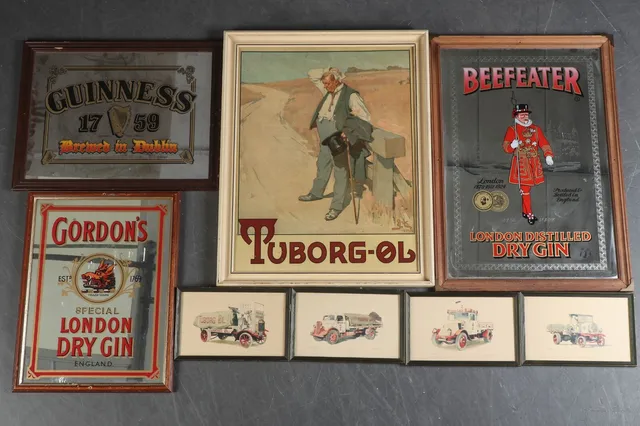 Tuborg, Guinness, Beefeater m.fl. Større samling ældre reklameskilte (8) Denne vare er sat til omsalg under nyt varenummer 5722738