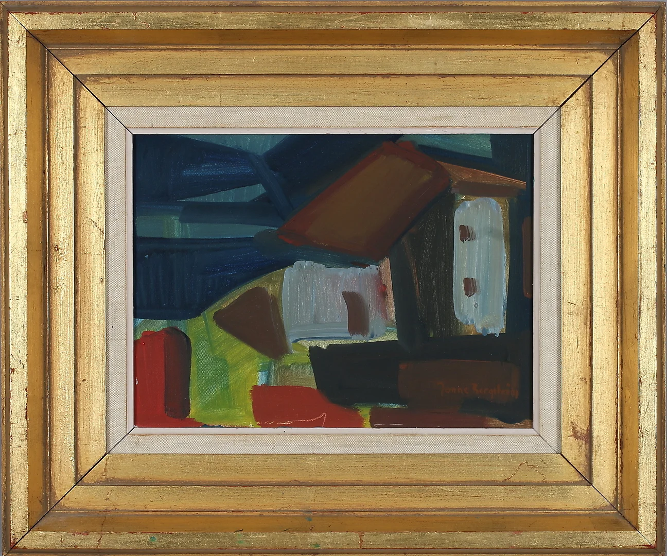 JONNE BERGSTRÖM. "Vita hus i Spanien", olja på duk, signerad. — Paintings — Stadsauktion Sundsvall