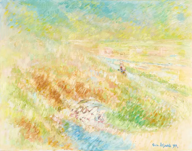 GÖSTA LILJEDAHL (1908-1993), Sommarlandskap med cyklist, olja på duk.