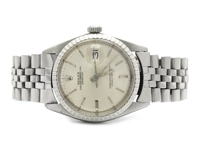 ROLEX, Oyster Perpetual, Datejust, Chronometer, Ref nr. 1603, Serie nr. 3839225, Cal 1570, Verk nr. D699943, Boett nr. 1603, herrur, 36 mm, stål, automatisk, plexiglas, datum, skadad urtavla, defekt, skadad boett, Jubileelänk (skadad), viklås, Ref nr. 6251-H/55, ca 1974.